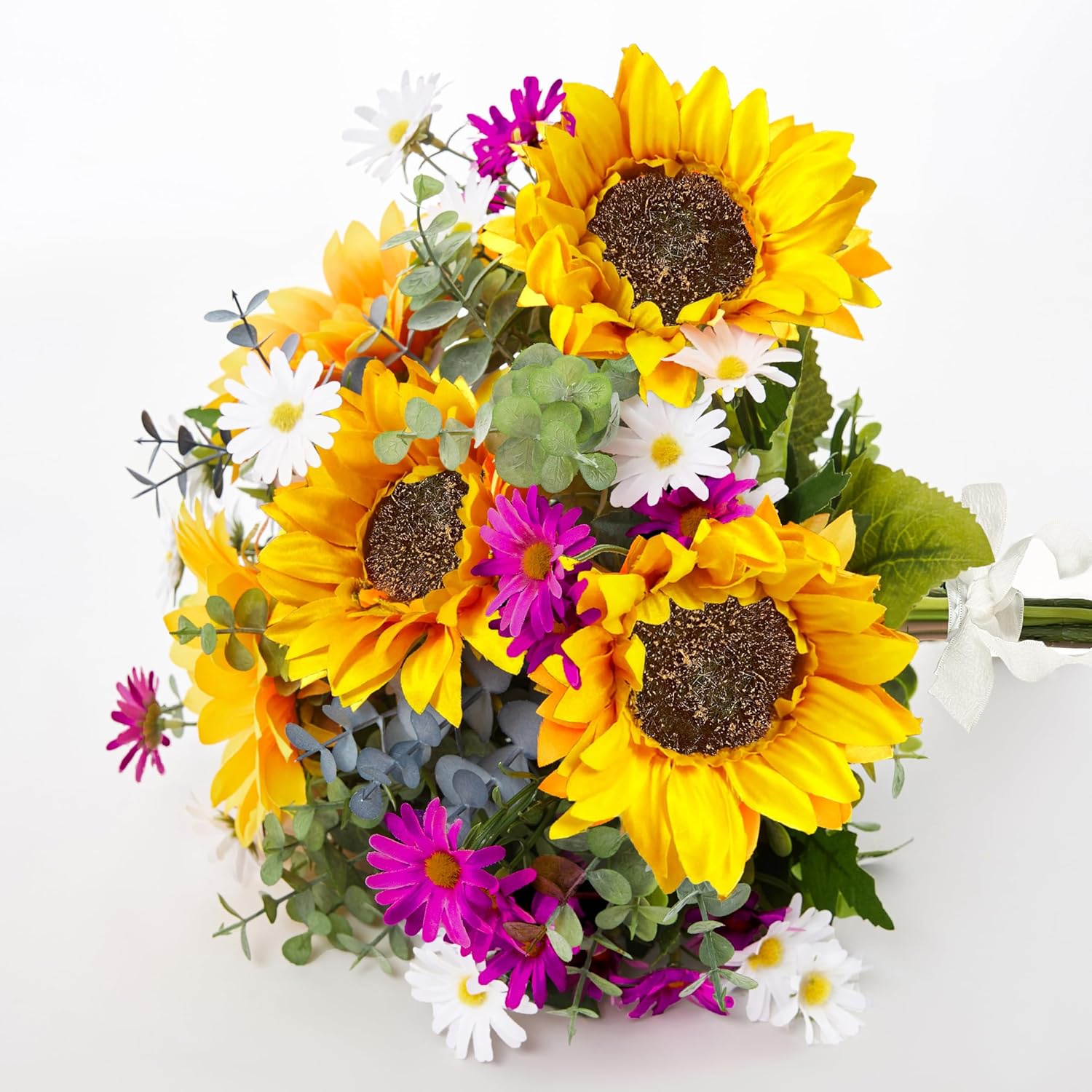Sunflowers Artificial Flowers Bouquet, Fall Flowers Artificial for Decoration, Silk Flower Arrangements, Fake Sunflowers for Wedding Floral Arrangement Farmhouse Decor Cemetery Flowers -Yellow - Image 3