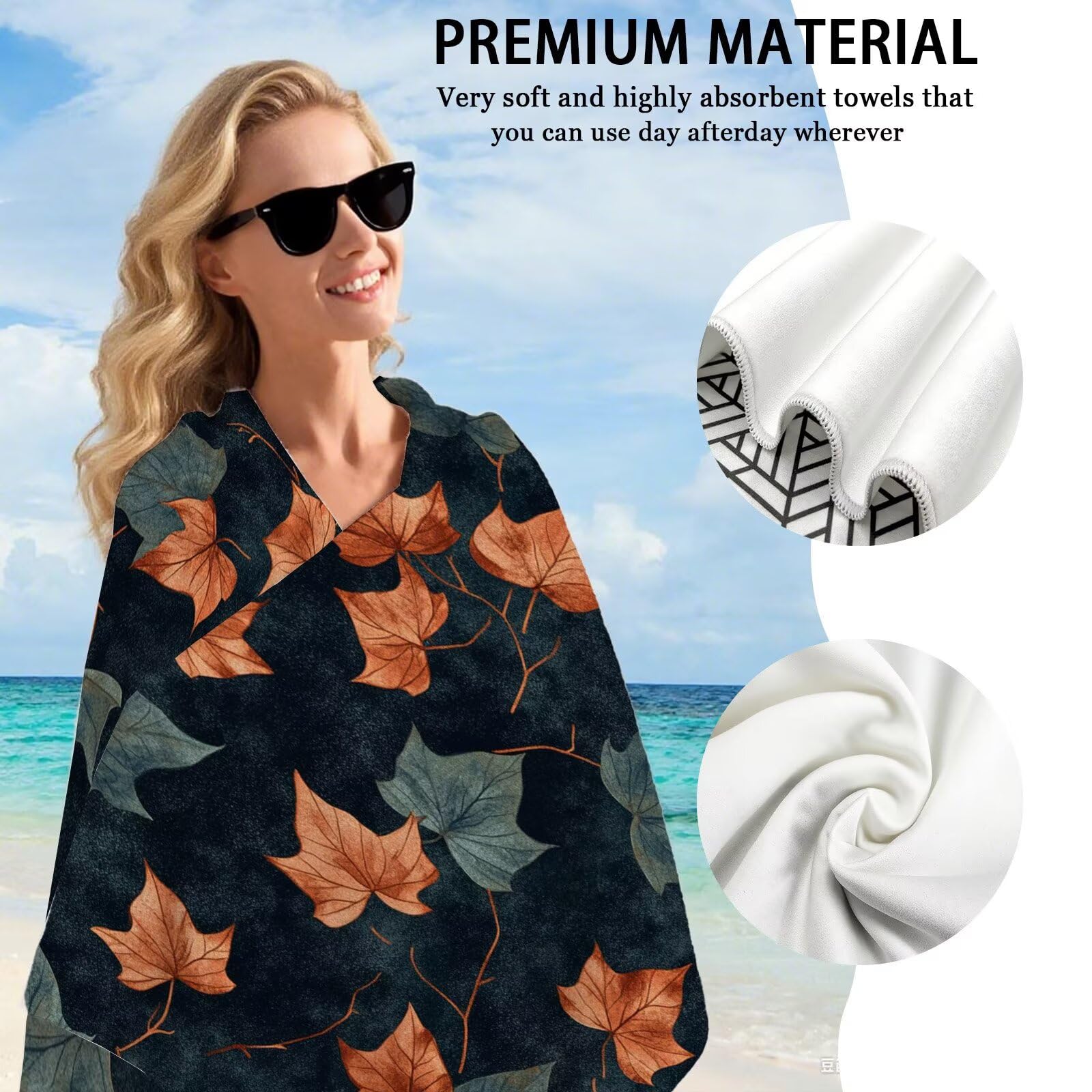 Blume Mikrofaser Handtuch Anlage Strandtuch XXL 90x180cm, Saugfahig und Schnelltrocknendes Microfaser Handtücher, Yoga Handtuch Rutschfest, Strandmatte fur Badezimmer, Strand, Reise, Schwimmen VQ-812