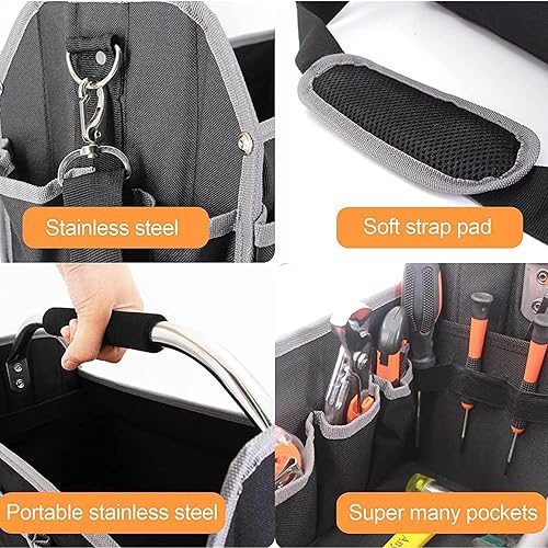 Miniatura 4 de Heavy Duty Tool Bag,Organizers,Open Tote With Shoulder Strap,Featuring Ergonomic Handle And Sturdy Bottom, Portable Organizer, Multi Functional