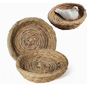 Orgrimmar 2PCS Handmade Woven Flat Base Straw Bird Nest Hatch House Nest | Breeding Nest for Dove Pigeon Parrot Rabbits Hamster Gerbil Guinea Pig Chinchillas