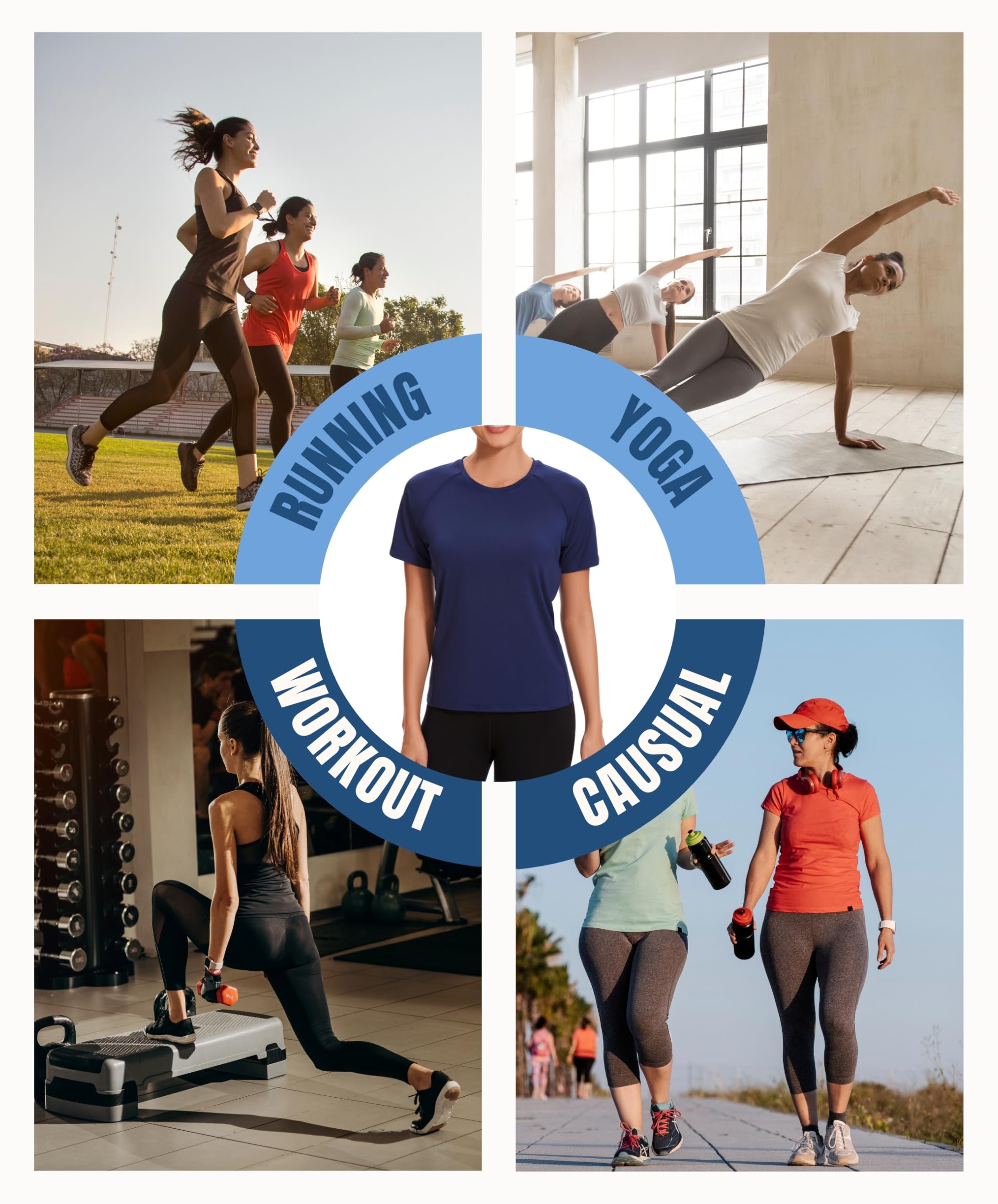 AMZSPORT Camiseta Deporte Mujer Top Running Fitness Manga Corta
