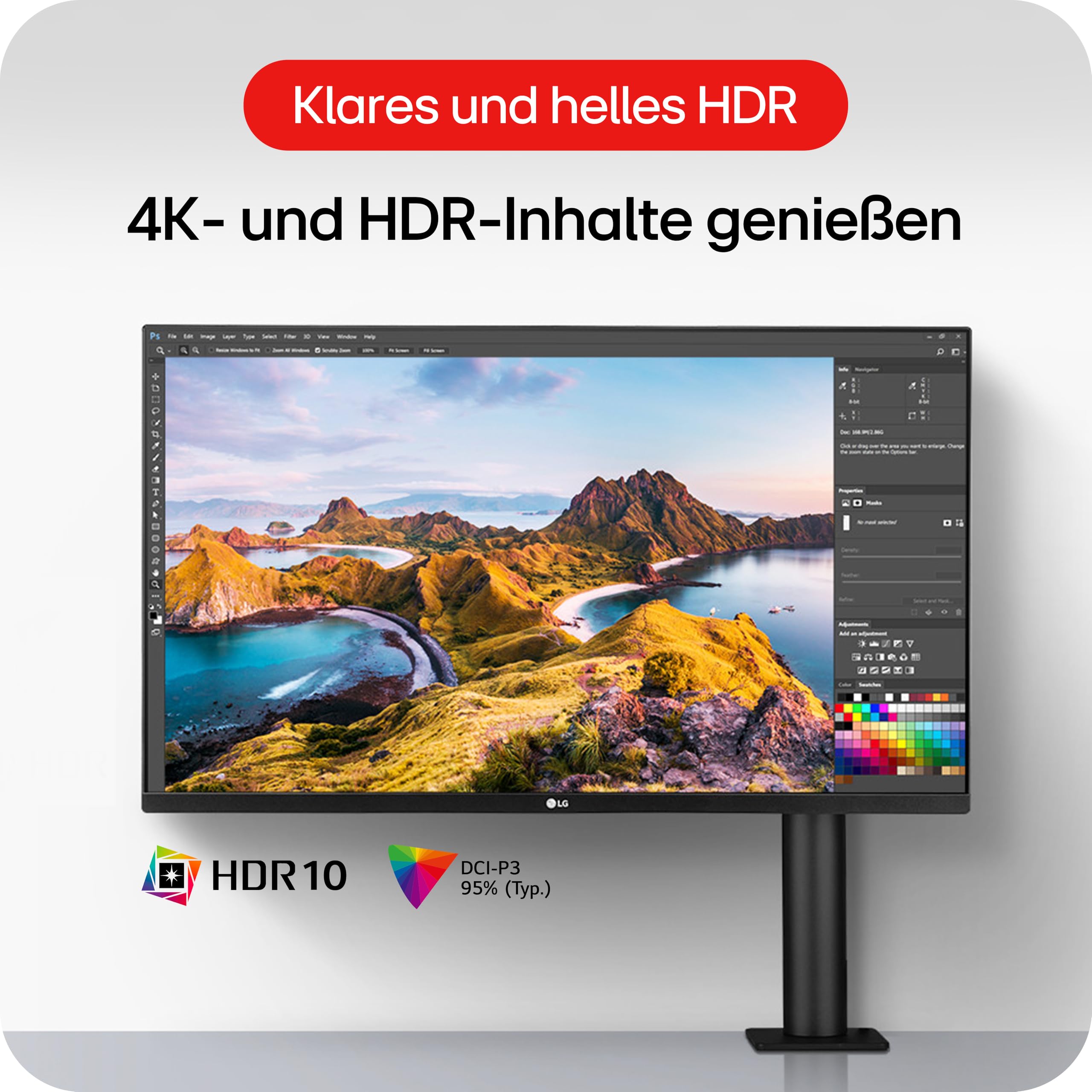 LG Ultrafine Ergo 32UN880K-B.AEU (32 Zoll) 4K UHD IPS Monitor, HDR10, USB-C (60W), Ergonomischer Standfuß, Schwarz