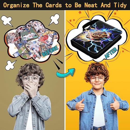 Miniatura 7 de Football Card Binder, 900 Pockets Football Cards Holder with 50 Removable Sleeves, Sports Card Binder for Cards Display and Storage, Zipper Card