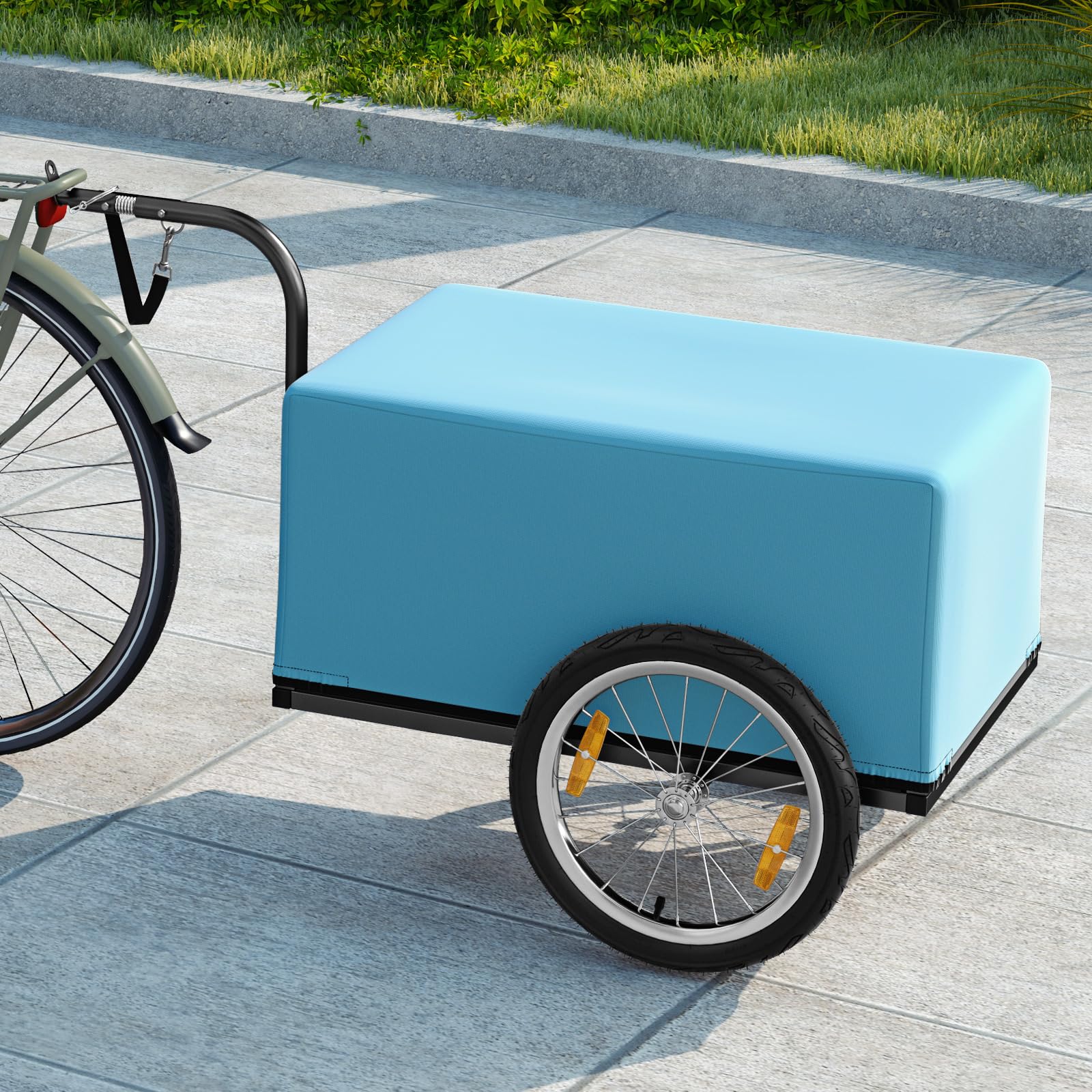 FANTASK Remorque de vélo jusqu'à 60 kg, Pliable, avec Couvercle, Embrayage et réflecteurs, Noir