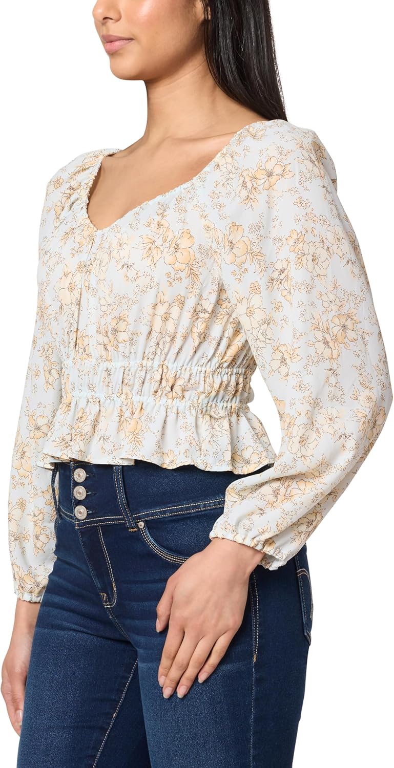 WallFlower Womens Alexandra Long Sleeve Sweetheart Blouse Top - Image 4