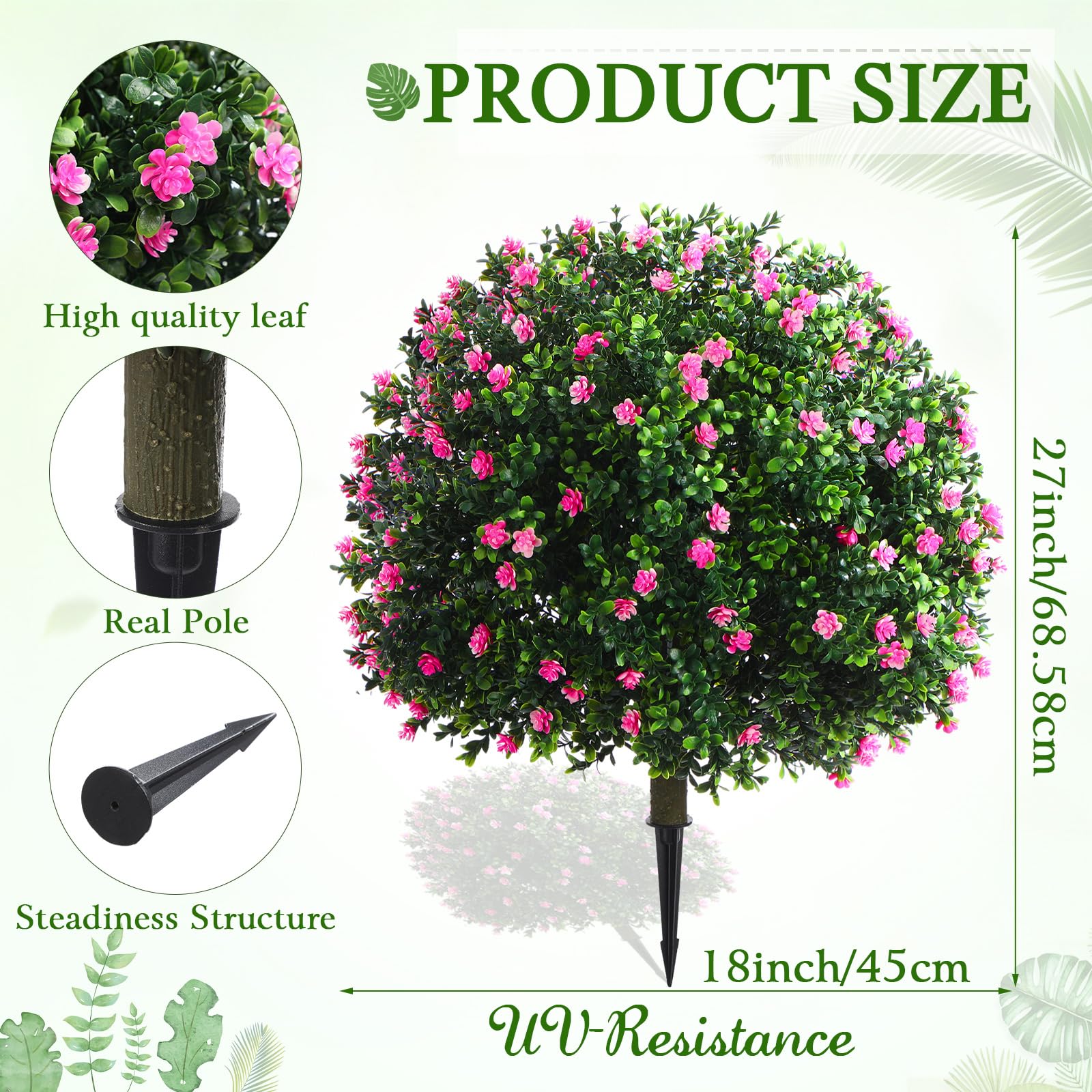 Produktbild von Yunlly Künstliche Buchsbaum-Kugeln 2er Set - UV-beständig Für Garten & Terrasse