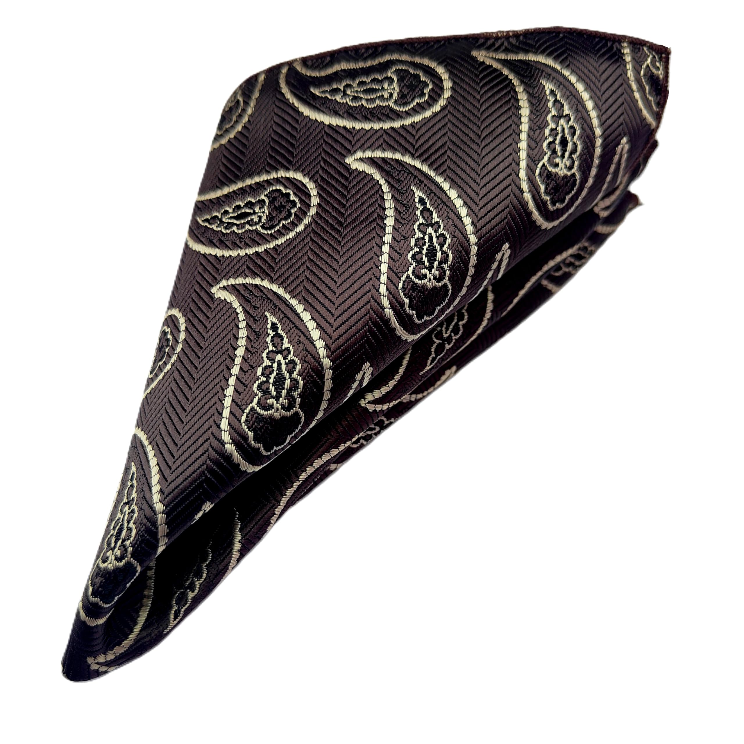France - Premium Pocket Square Men Satin Wedding Handkerchief Multicolor Free Size (Brown with Gold)-image-36