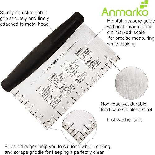 Miniatura 2 de Picador raspador de plancha de metal de acero inoxidable ideal como cortador de masa para pan y masa de pizza utensilio de cocina multiusos para