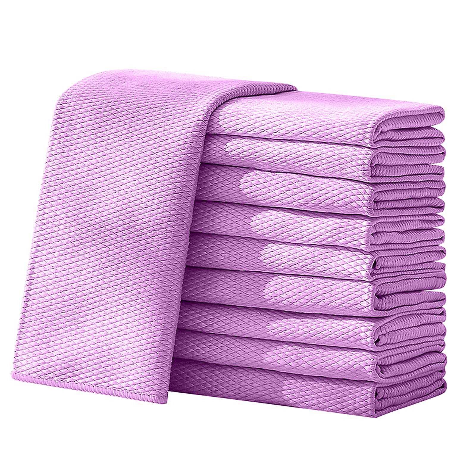 Hopbucan Pack of 10 Fish Scales Microfibre Cleaning Cloths - Polishing Cleaning Dowels 40 x 50 Cloths Super Water Absorbent Towel - Purple
