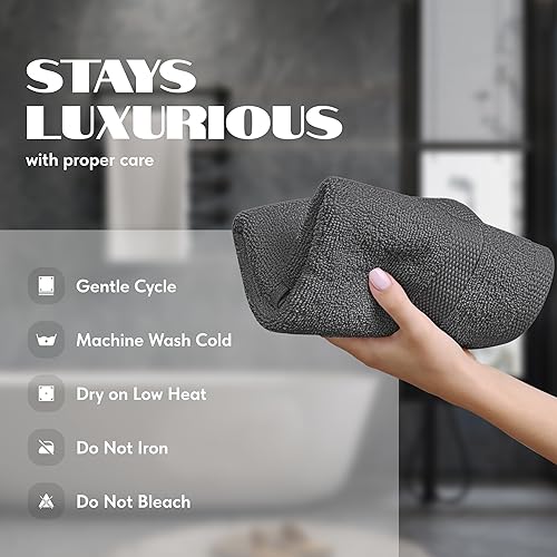 Vista 117 de White Classic Bleach Safe - Toallitas de maquillaje negras para limpieza facial, paquete de 6, toallas de maquillaje negras de algodón de lujo súper