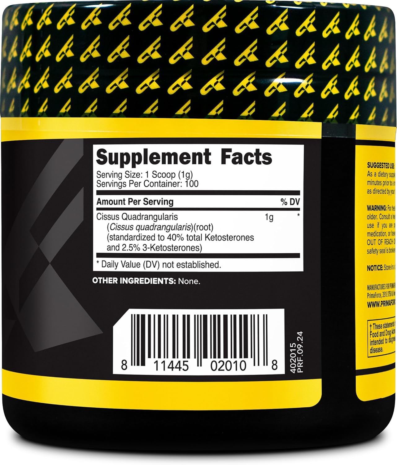 PrimaForce Cissus Quadrangularis Extract, Unflavored Powder, 100 Grams - Image 3