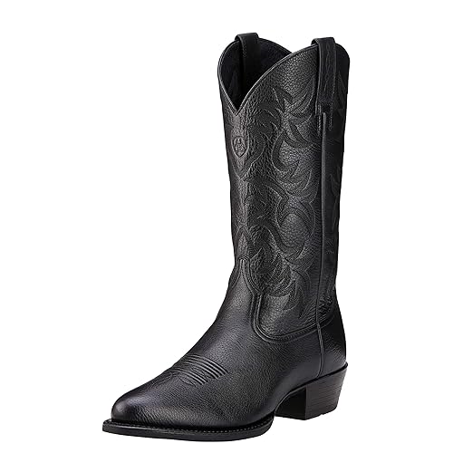 ARIAT Men's Heritage R Toe Western Boot - 11 Black Deertan