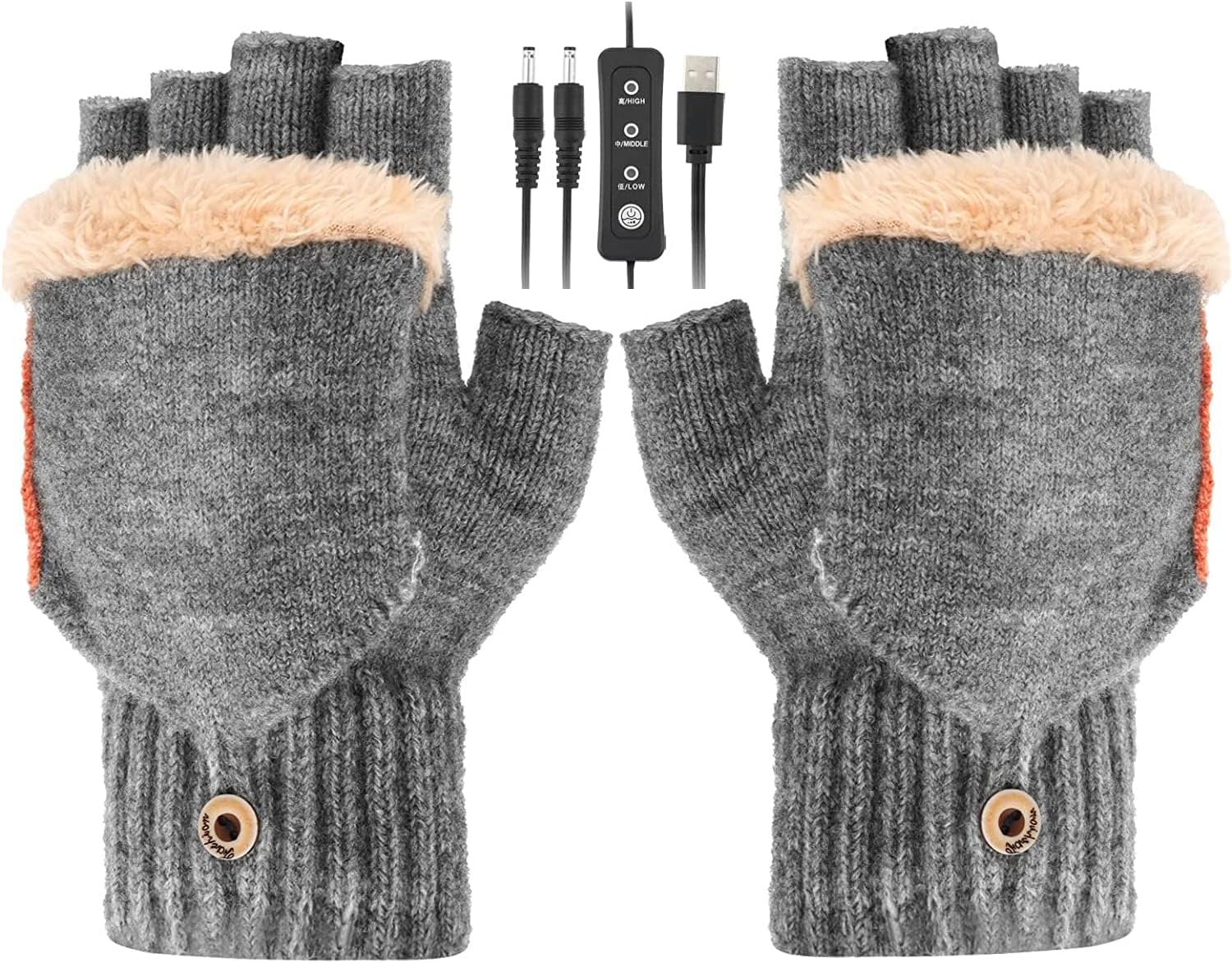 USB Heated Gloves for Men Women,3 Temperature Levels Adjustable Unisex