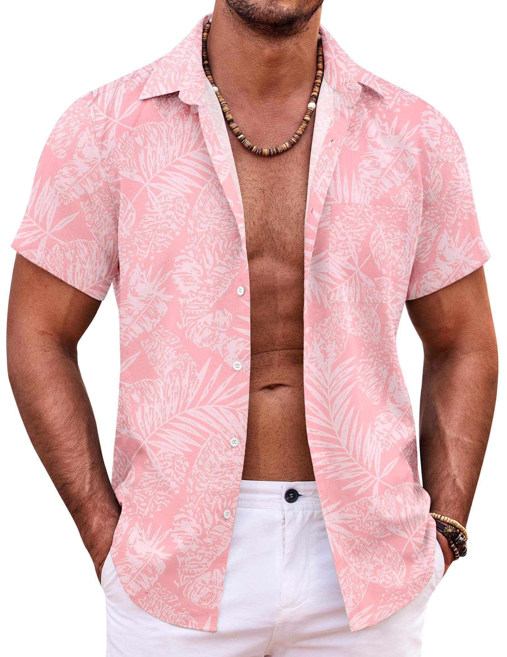 COOFANDY Hawaii Hemd Männer Kurzarm Sommer Hemd Blumen Button Down Strandhemd Urlaub Freizeit Party Shirt
