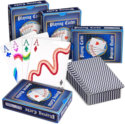 Miniatura 9 de Blue Panda Paquete de cartas en blanco  3 x 4 pulgadas, parte trasera de diamante a cuadros azules, 224 unidades (4 mazos)