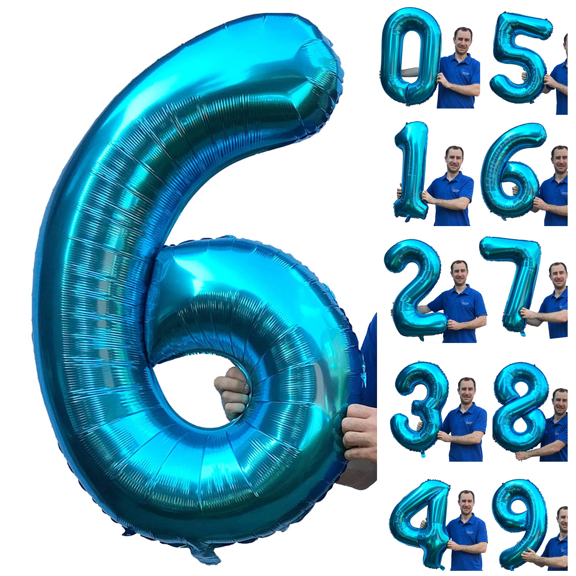 MATTHEW BALLOONS Number Balloons Large 40 Inch Helium or Air (Blue 40 Inch, Blue 6)