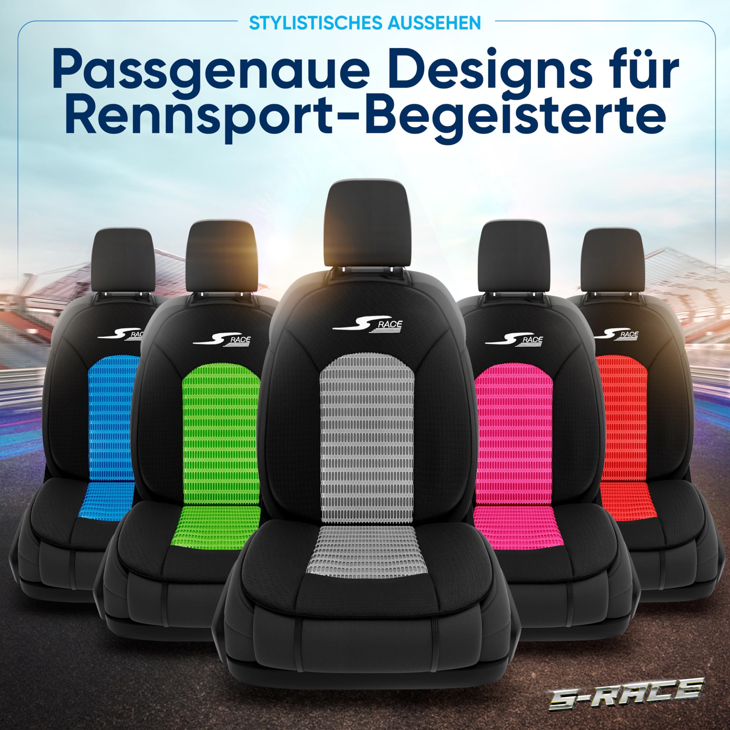 WALSER Car Comfort Auto-Sitzauflage S-Race, Auszeichnung Sehr Gut* Autositzauflage, Sitzkissen-PKW, Universal PKW Sitzschoner, Sitzauflage-Auto Vordersitze, Sitzaufleger anthrazit/schwarz