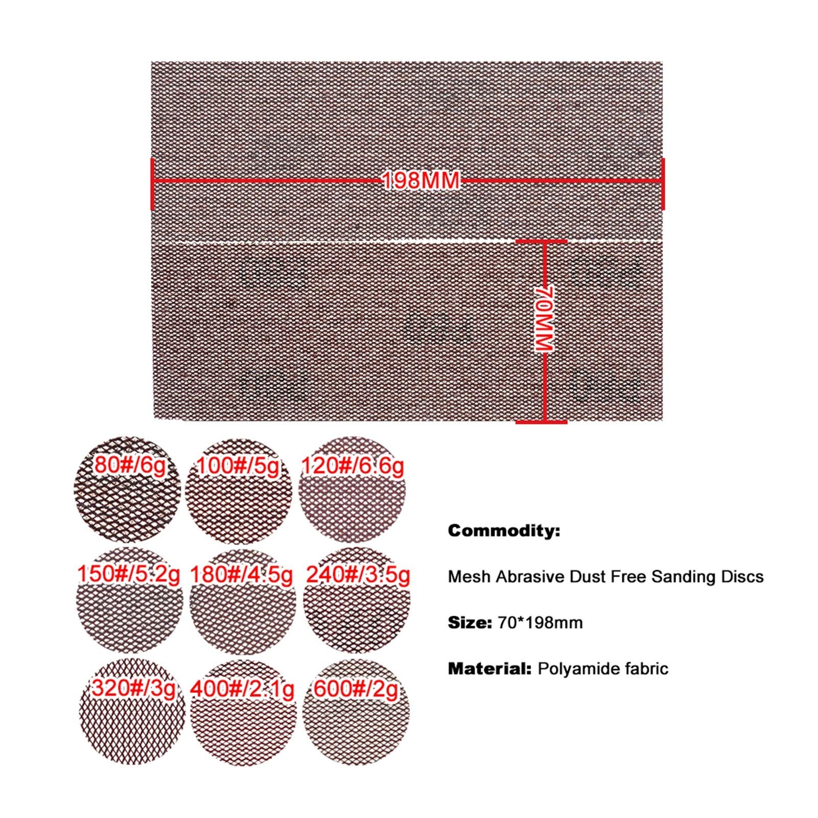 Pulido, lijar papel de lija 45pcs 198 * 70mm de papel de lija Malla automática Línea de lija Gancho antiestable sin polvo y bucle 80-600 Grit Seco, pulido y pulido (Grit : 600)