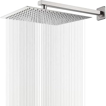 Mingle Mirror Stainless Steel 8  8 304 Square Ultra Slim High Pressure Rainfall Shower Head for bathroom With 24inch Arm Fit (Pack of 1)
