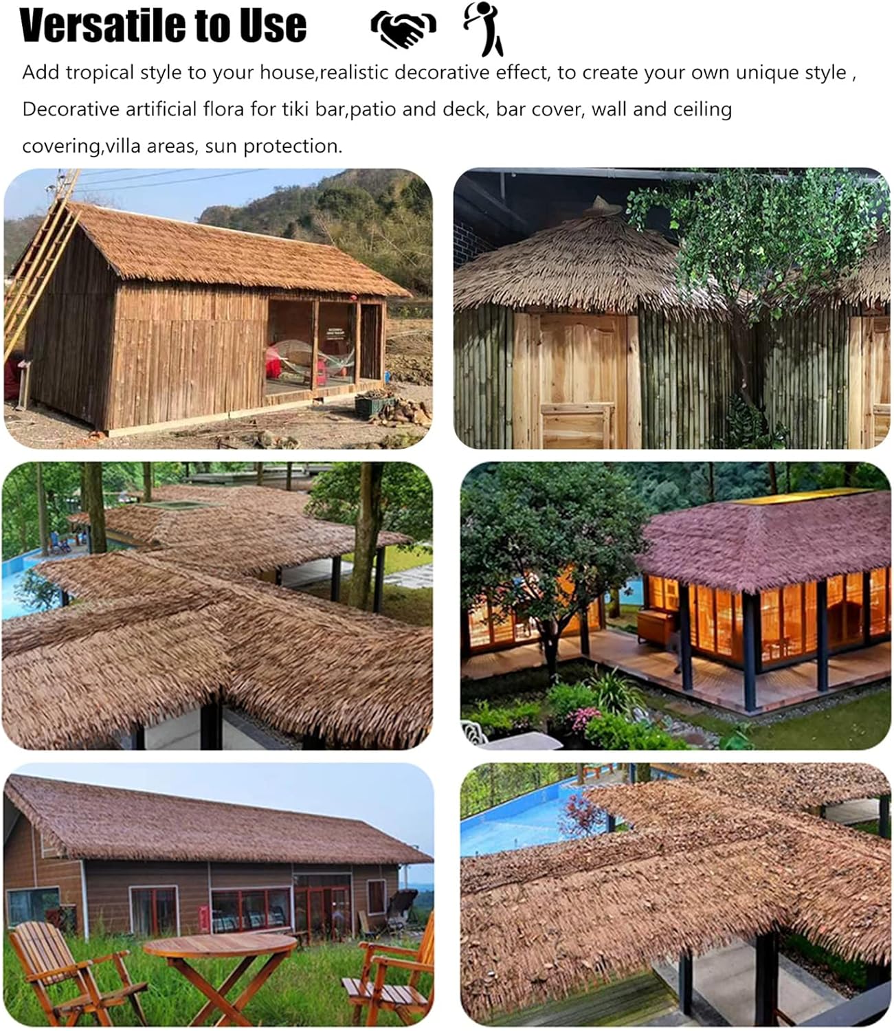 Mexican Artificial Straw Roll Gazebo Thatch Roofing Plastic, Tiki Bar Cabana Duck Hunt Pergola Top Canopy for Summer Sun Shade, 3m Long Artificial Straw Roof Runner Blind(Yellow)