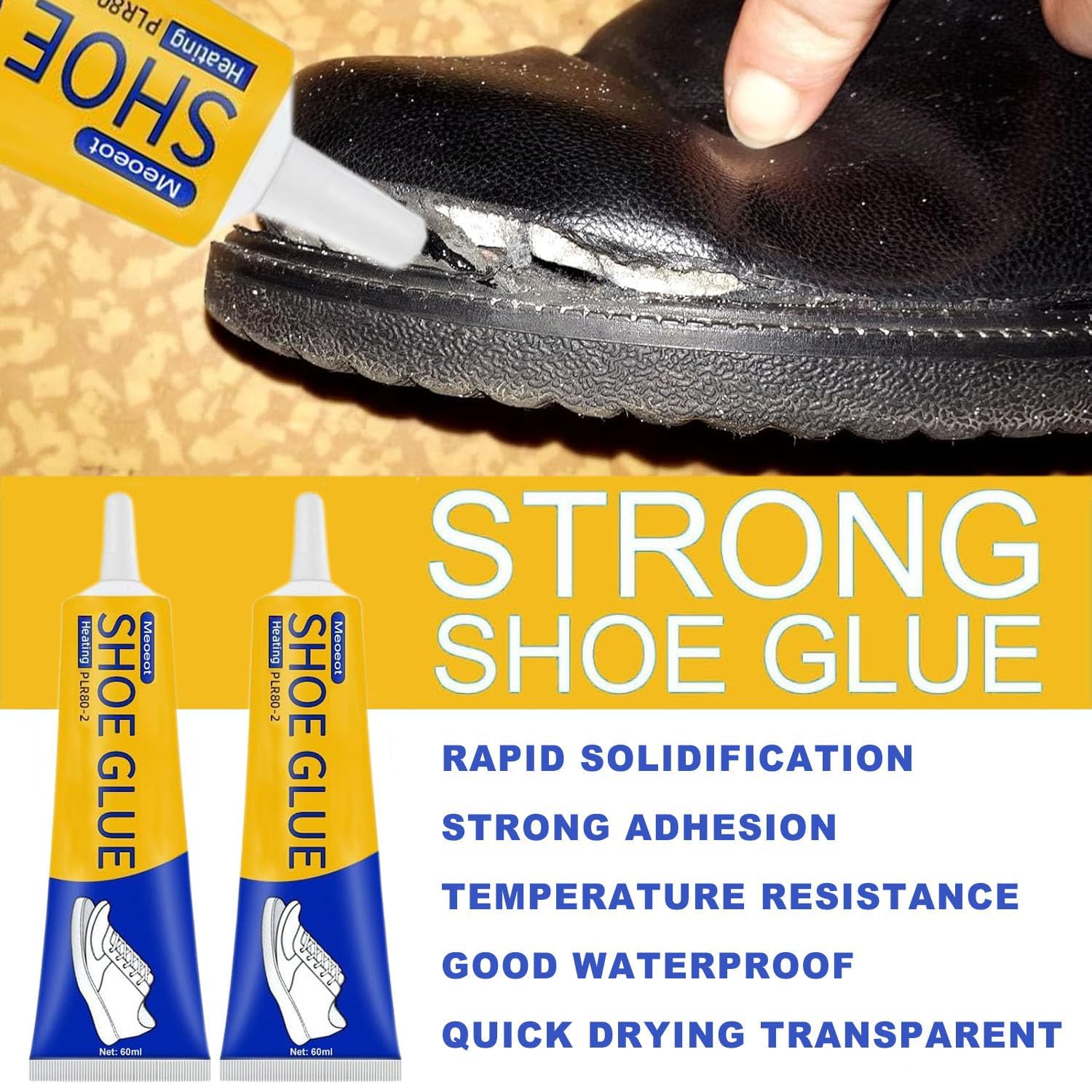 Pegamento para Zapatos, 120ml Pegamento Fuerte para Zapatos, Pegamento Profesional para Reparación de Zapatos, Pegamento para Suelas de Zapatos, Apto para Todo Tipo de Calzado (60ml*2)