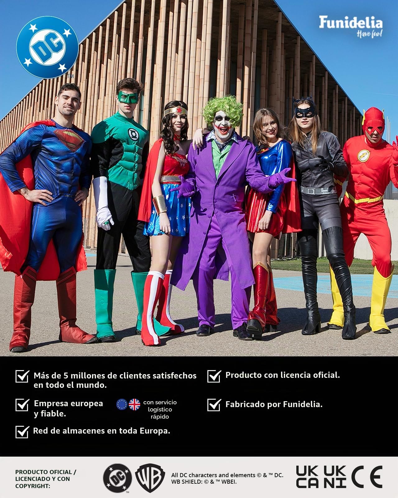 Funidelia Disfraz Oficial de Superman para hombre - La liga de la Justicia, Traje de Hombre de acero para adultos, Disfraces de Carnaval, Halloween y Fiestas – Talla S