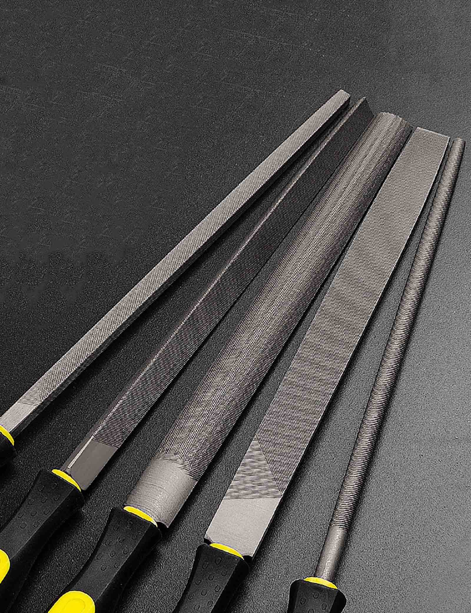 Juegos de herramientas manuales, juego de limas manuales de 5 piezas, juego de escofina de madera con asas manuales Juego de limas de metal for metal, plástico, cuero, joyería, madera, vidrio(Size:360