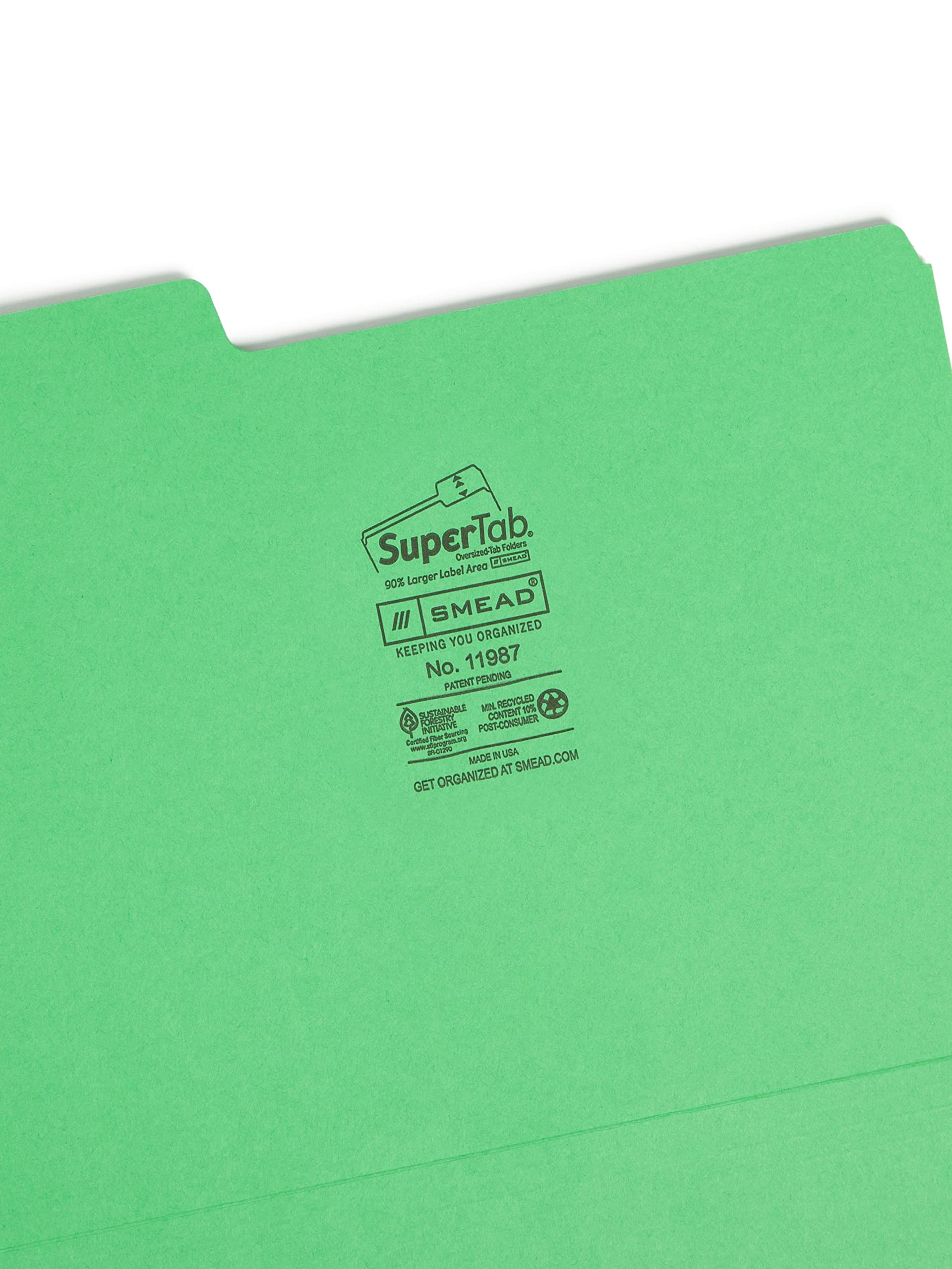Smead SuperTab 11987 Schnellhefter, übergroß, 1/3-Schnitt, Briefgröße, sortierte Grundfarben, 100 Stück pro Box (11987), 1 Stück