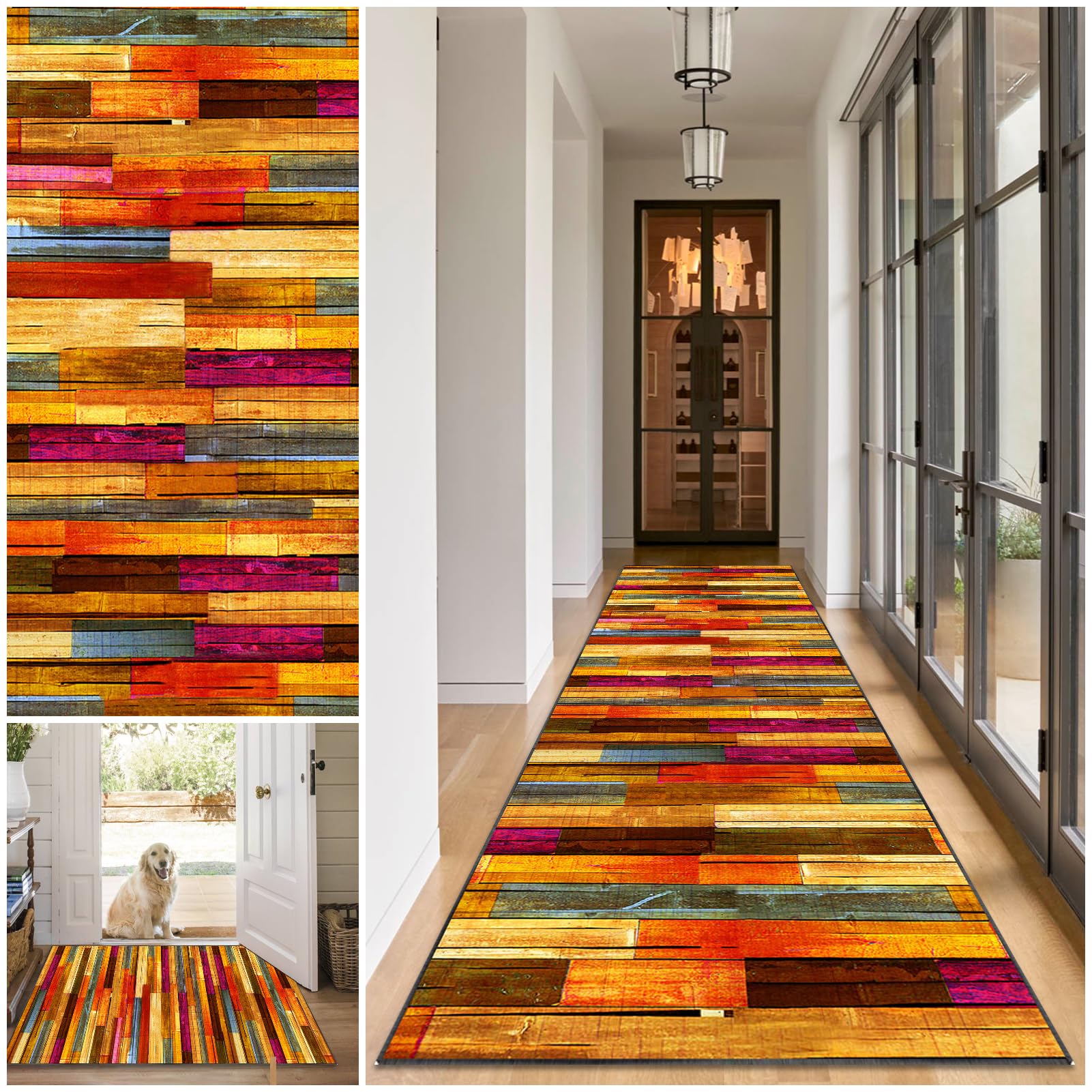 Runner Rugs for Hallway Washable Kitchen Rugs 60 x 450 cm Hall Runners Non Slip Long Kitchen Runner Rug Absorbent Floor Carpet Area Rug Door Mats Carpet Runner for Hallway Entryway Laundry Room