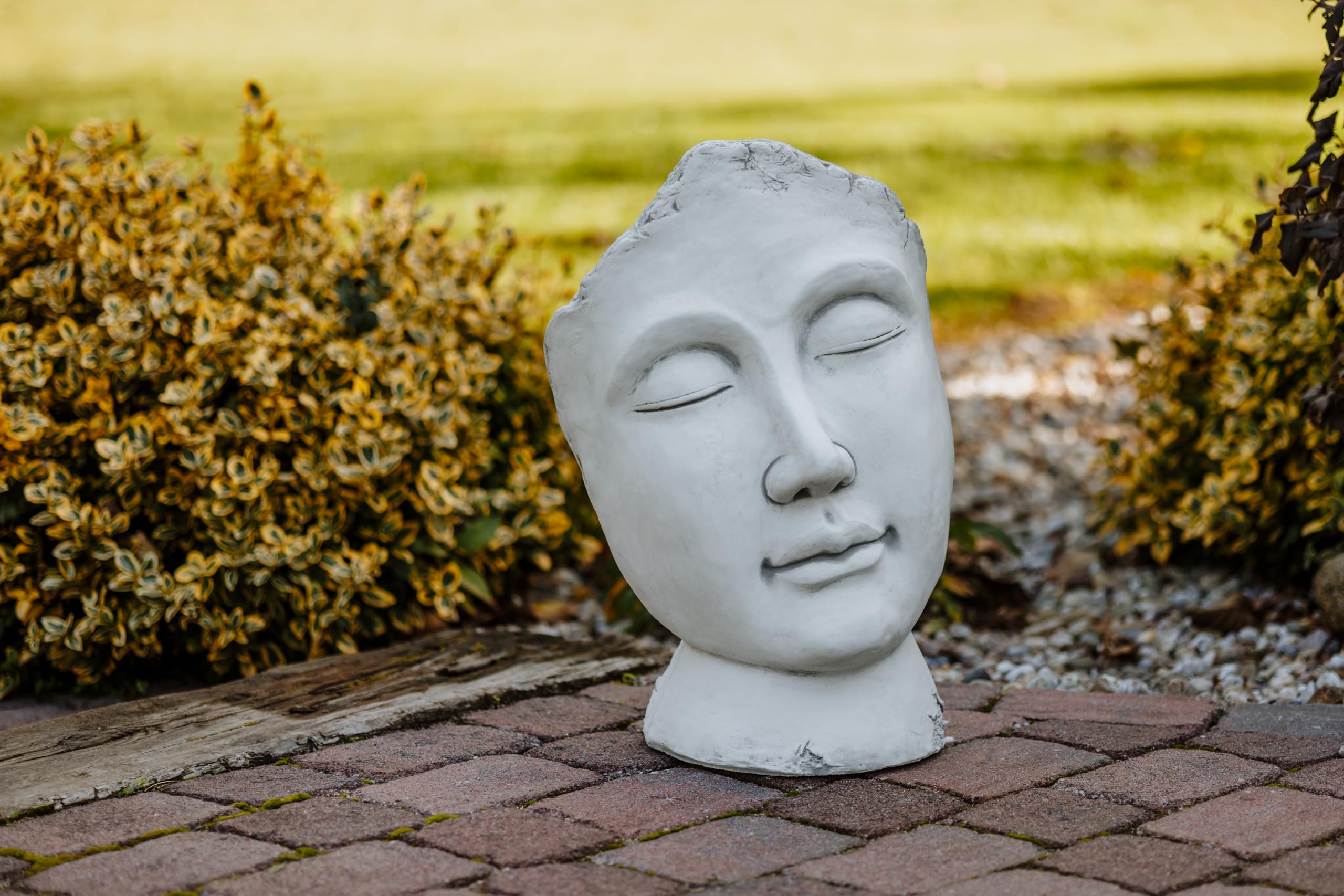 gartendekoparadies.de Büste Skulptur Gesicht, H. 59 cm, 48 kg, Grau, frostsicher aus Steinguss für Außenbereich