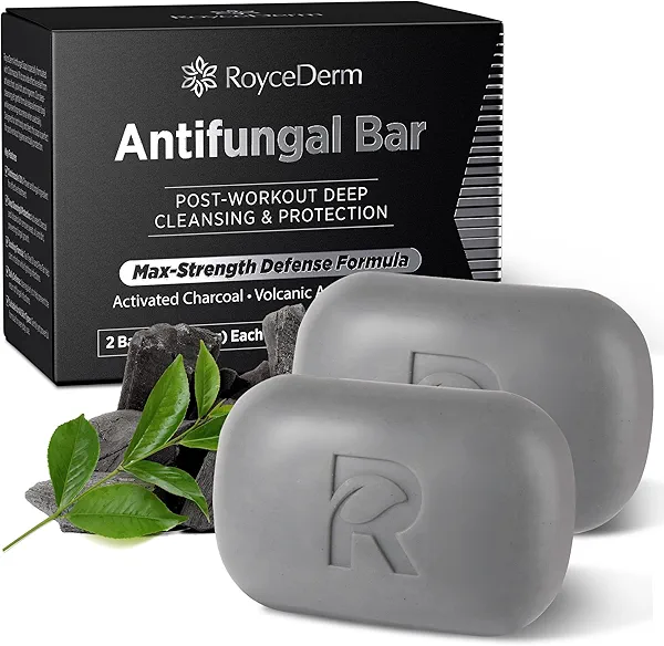 Roycederm Antifungal Soap for Active Skin – Medicated Bar for Athlete’s Foot, Jock Itch, Ringworm with Tea Tree Oil, Charcoal & Volcanic Ash