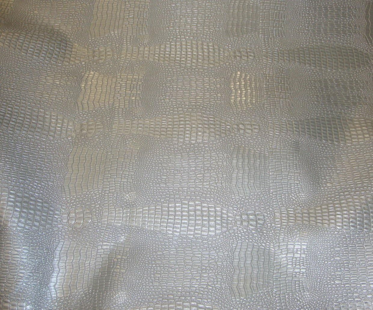 Luvfabrics Reptile Skin Embossed Upholstery Faux Leather Vinyl Fabric by The Yard 55" Wide (Silver)