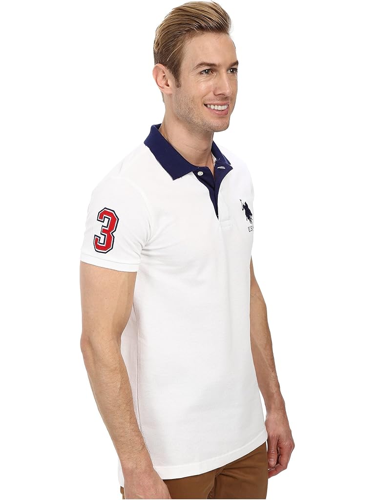 U.S. POLO ASSN. Slim Fit Big Horse Polo with Stripe Collar