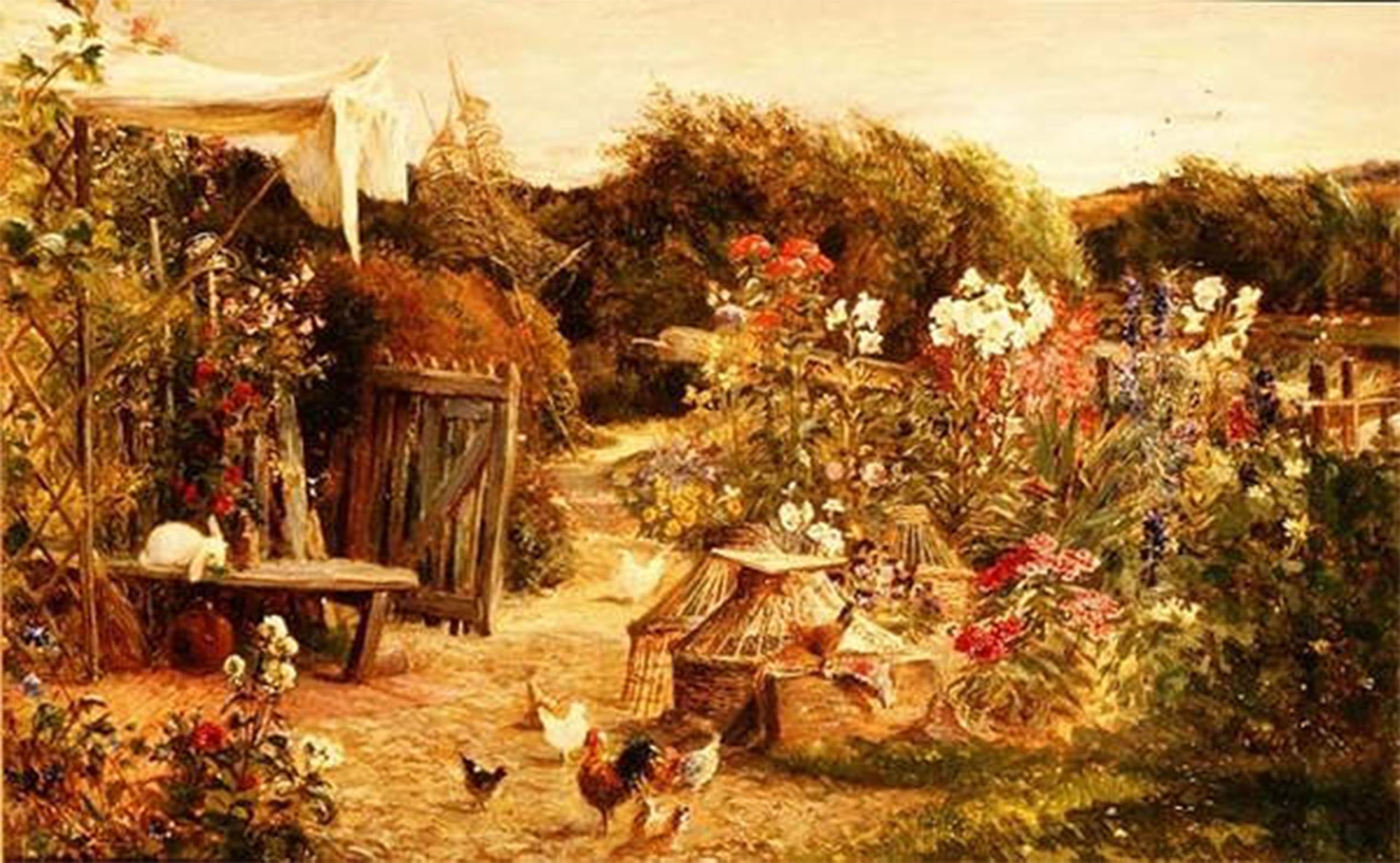 SERENDIPITP Vintage Wall Art Canvas Nordic Poster Canvas Print Picture Mill Farm Berkshire by Charles Lewis Wall Art Poster for Home Decor 60x90cm
