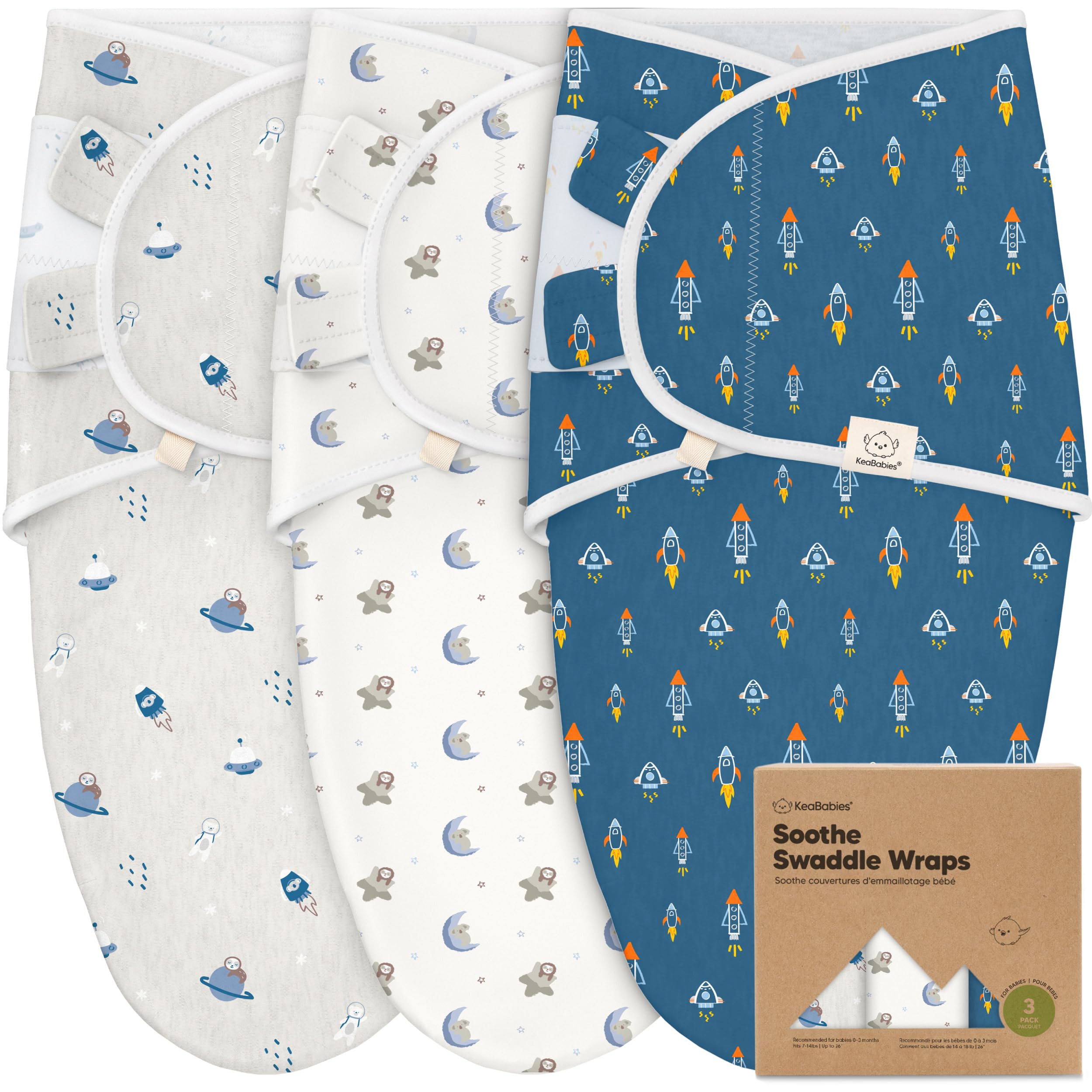 KeaBabies 3-Pack Organic Baby Swaddle Sleep Sacks - Newborn Swaddle Sack, Ergonomic Baby Swaddles 0-3 Months, Swaddles for Newborns, Baby Sleep Sack, Baby Swaddle Blanket Wrap, Baby Essentials (Cosmo)