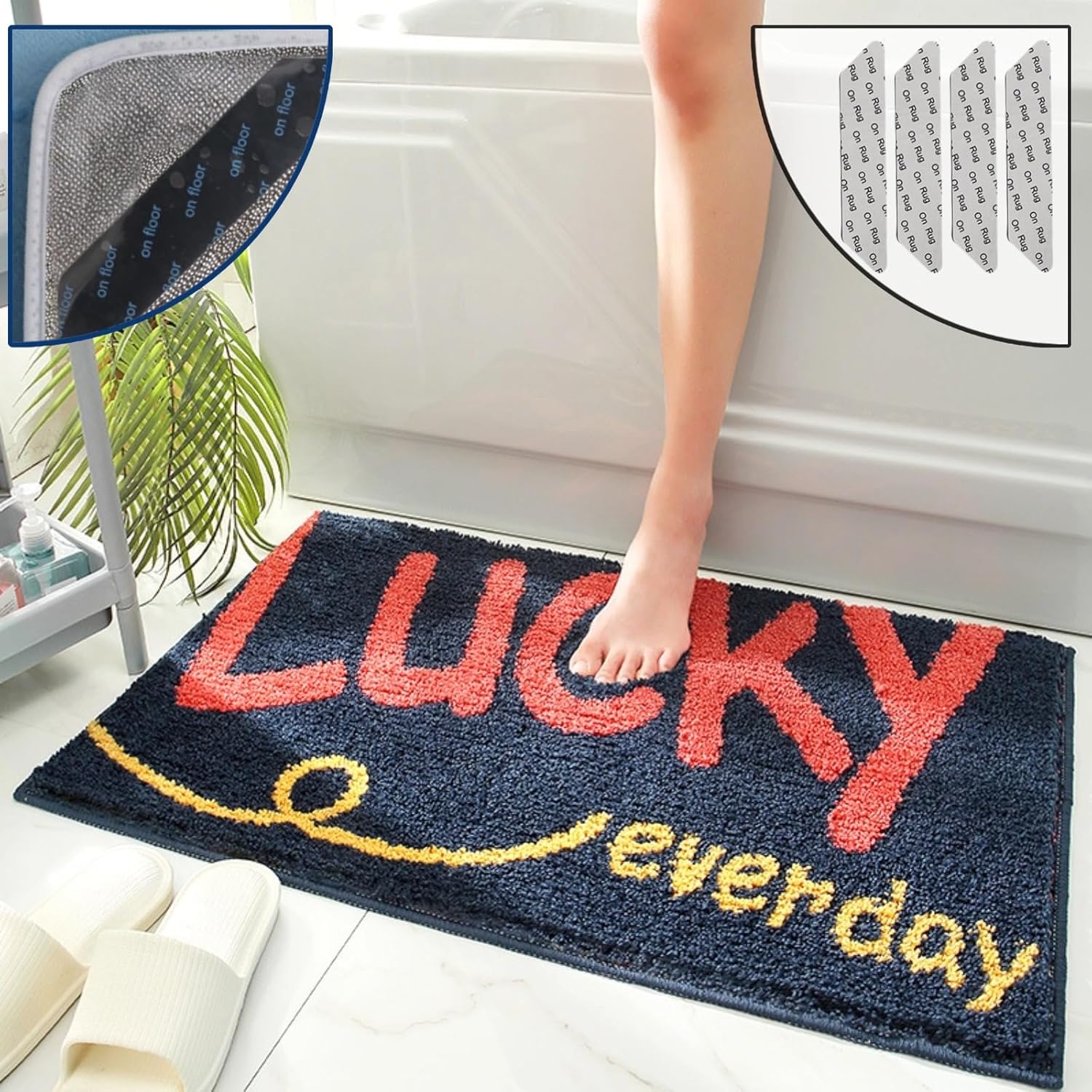 Luxury Bathroom Rugs Mat – 2cm/0.78inch Thick Extra Soft Absorbent Bath Rugs, Non-Shedding, Machine Wash, Non-Slip Shaggy Plush Carpet for Bathroom, Shower Room (AA012, 50cm×80cm/20inch×31inch)