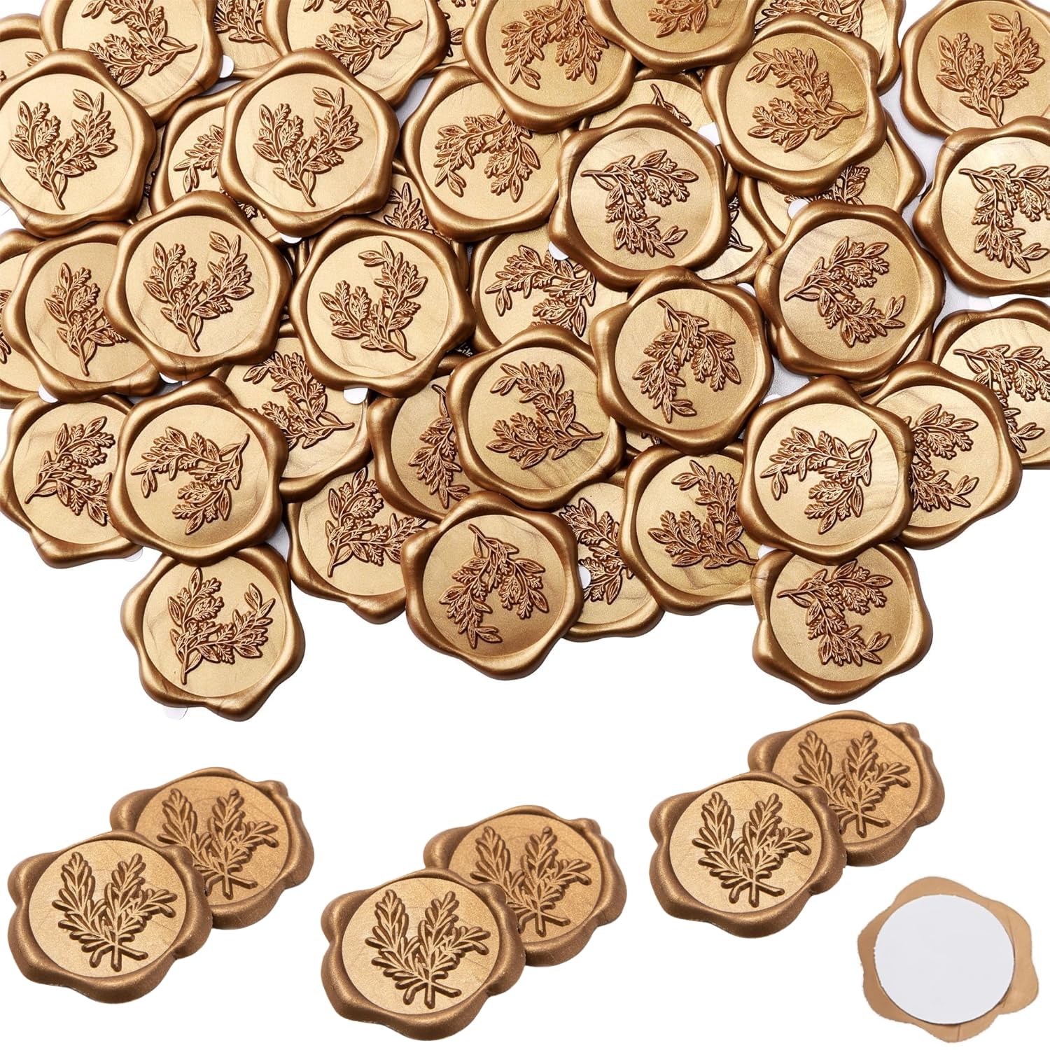 Heanvmyss Gold Wax Seal Stickers,20 Pcs Envelope Self-Adhesive Seal Stickers,Embossed Decorative Sticker for Wedding Party Invitations,Greeting Cards,DIY