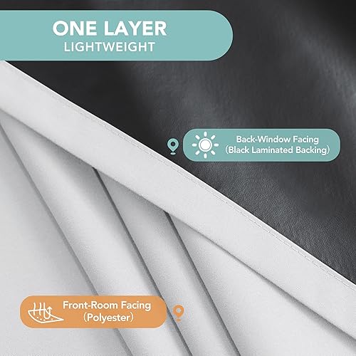 Miniatura 4 de BONZER Cortinas 100% opacas de 84 pulgadas de largo, 4 paneles de cortinas de ventana con aislamiento térmico y bloqueo de luz, cortina de una sola