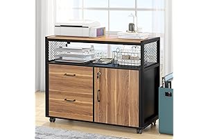 Tribesigns printer stand file cabinet with casters for storage and office organization