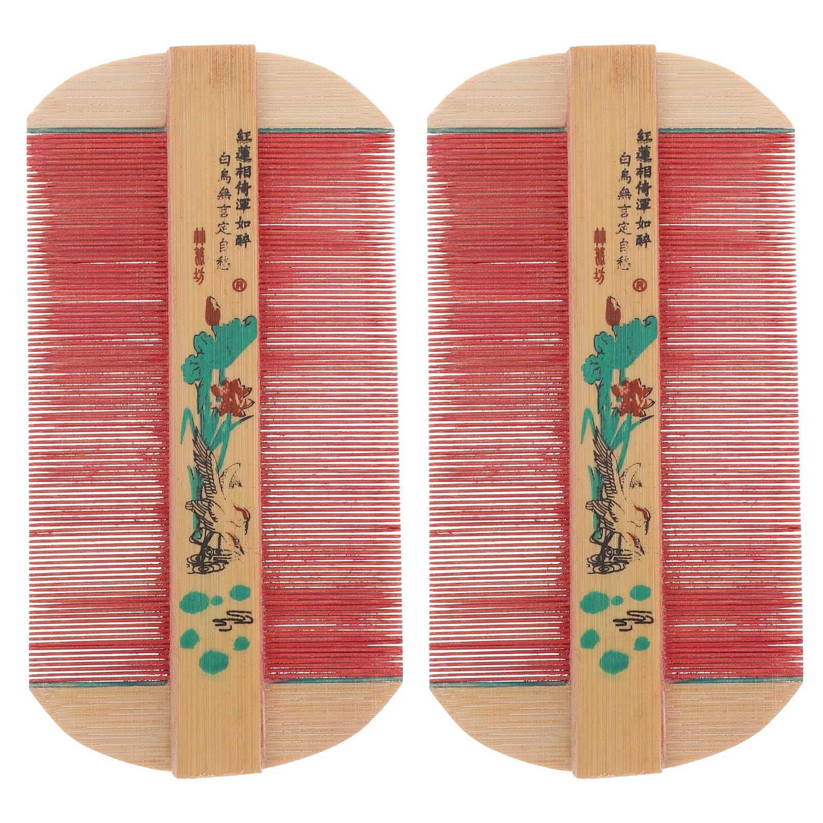 2Pcs Wooden Combs Nit Remover Wallet Comb Double-Side Massage Comb for Men Women