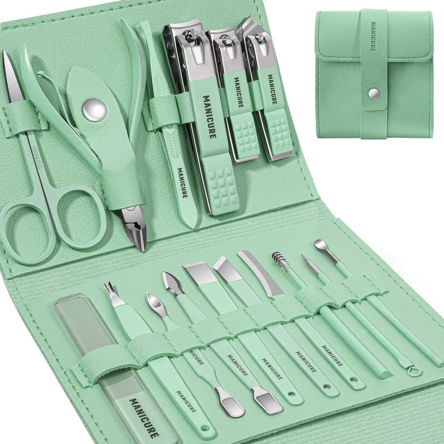 Manicure Set Nail Clippers set Pedicure Kit 16 Pieces Stainless Steel Manicure Kit,manicure and pedicure kit Professional Grooming Kits,Nail Care