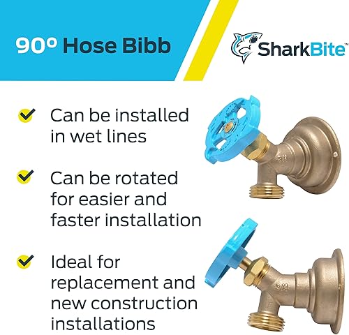 Miniatura 4 de SharkBite Manguera MHT de 3/4 x 3/4 pulgadas de 90 grados, multivuelta, conexión de plomería de latón a presión para conectar, tubo PEX, cobre,