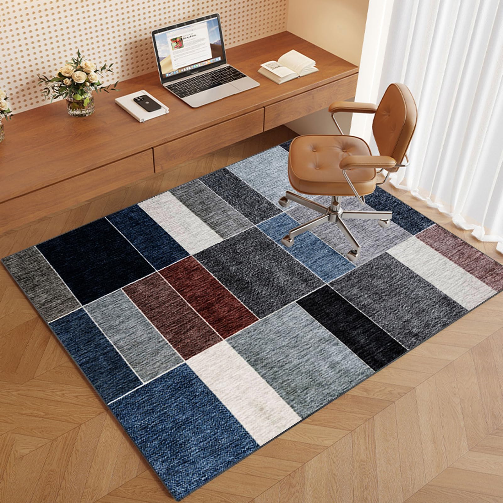 Mata na krzesło biurowe, na podłogę z twardego drewna, 160 x 200 cm, duża mata pod krzesło gamingowe, mata ochronna do biura, domu, antypoślizgowa i odporna na zarysowania