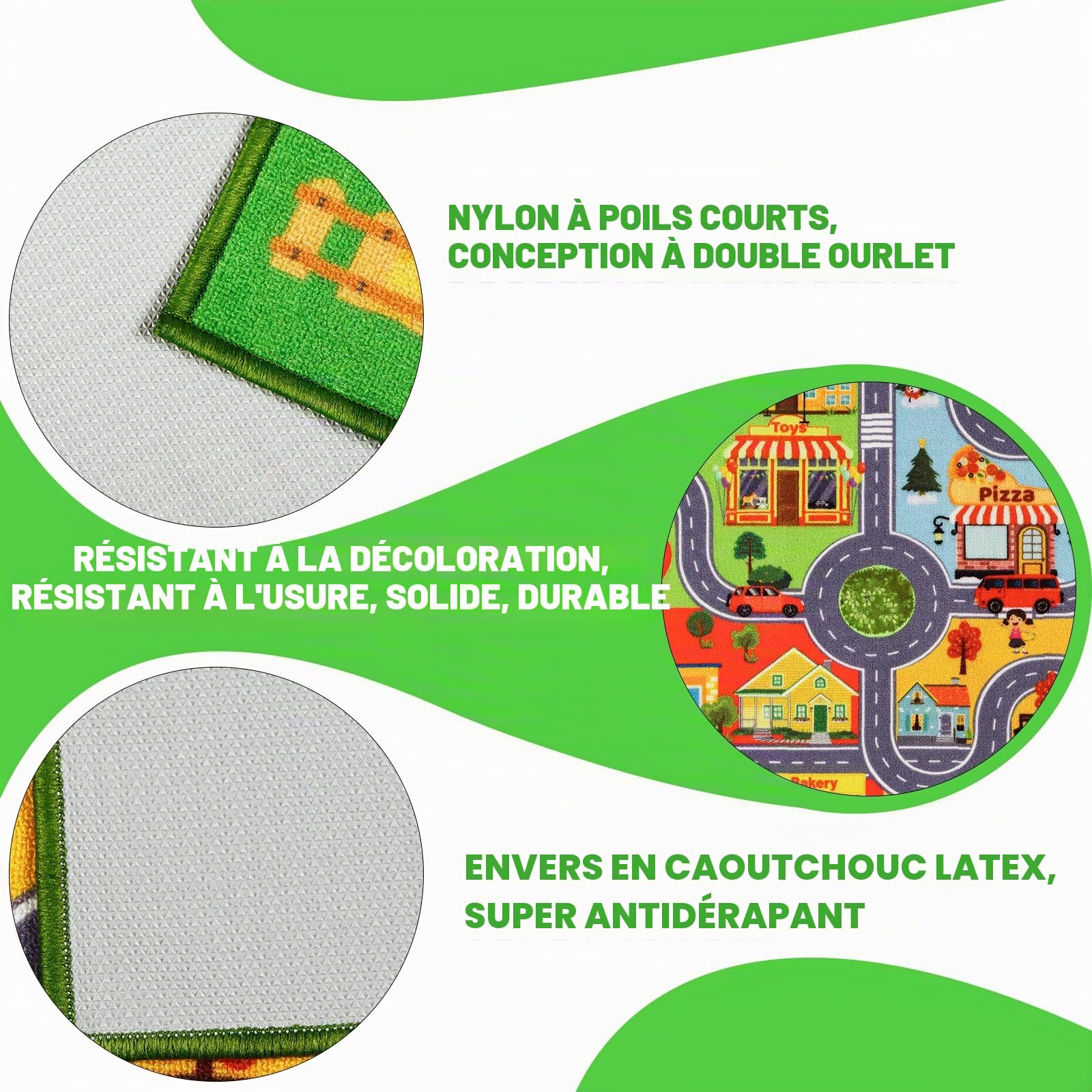 Tapis de jeu pour enfants, tapis de jeu pour voiture, tapis de jeu extra antidérapant, tapis de route de la circulation pour enfants, tapis de voiture éducatif pour salle de jeux, garçons