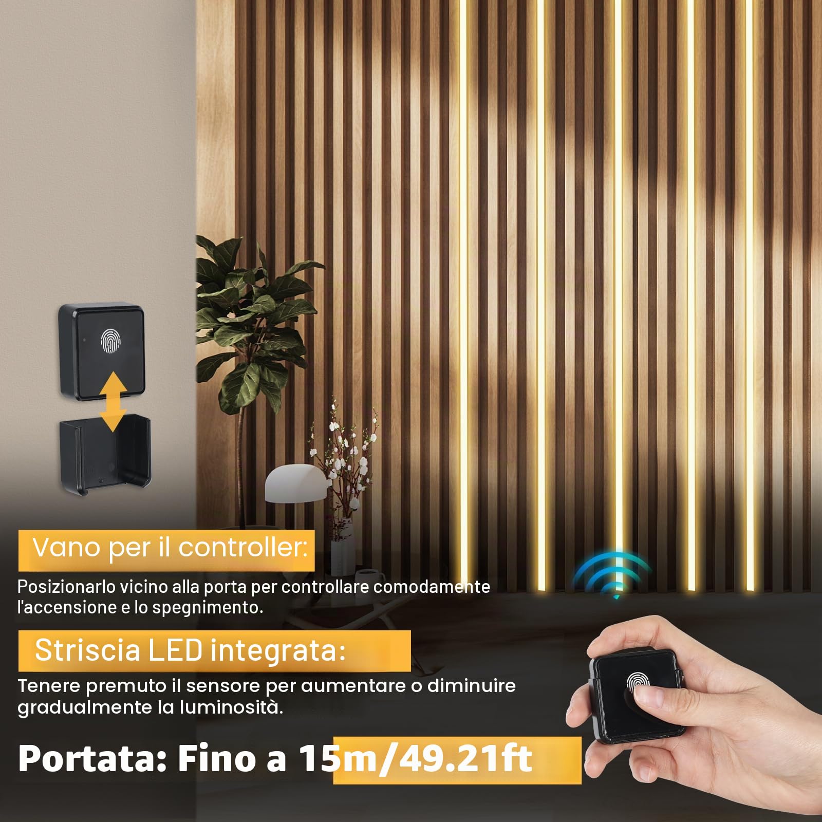 WMLBK LED nero per pannelli acustici, 2,4 m, pannelli acustici integrati, striscia LED flessibile, 12 × 12 mm, accessori per pannelli acustici (2 pezzi)