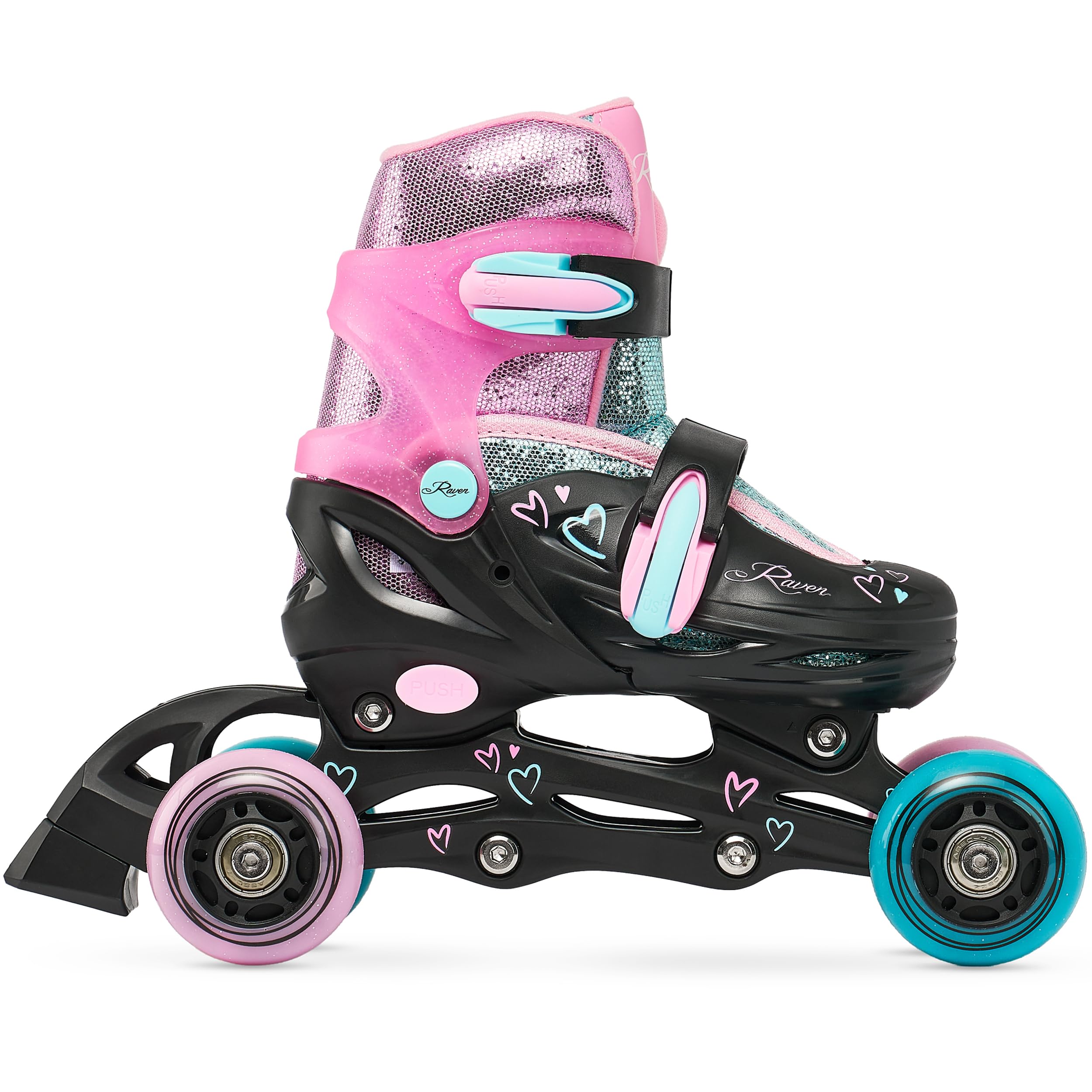 RAVEN 4in1 Inline Skates Triskates Rollschuhe Schlittschuhe Inliner für Kinder Mädchen verstellbar