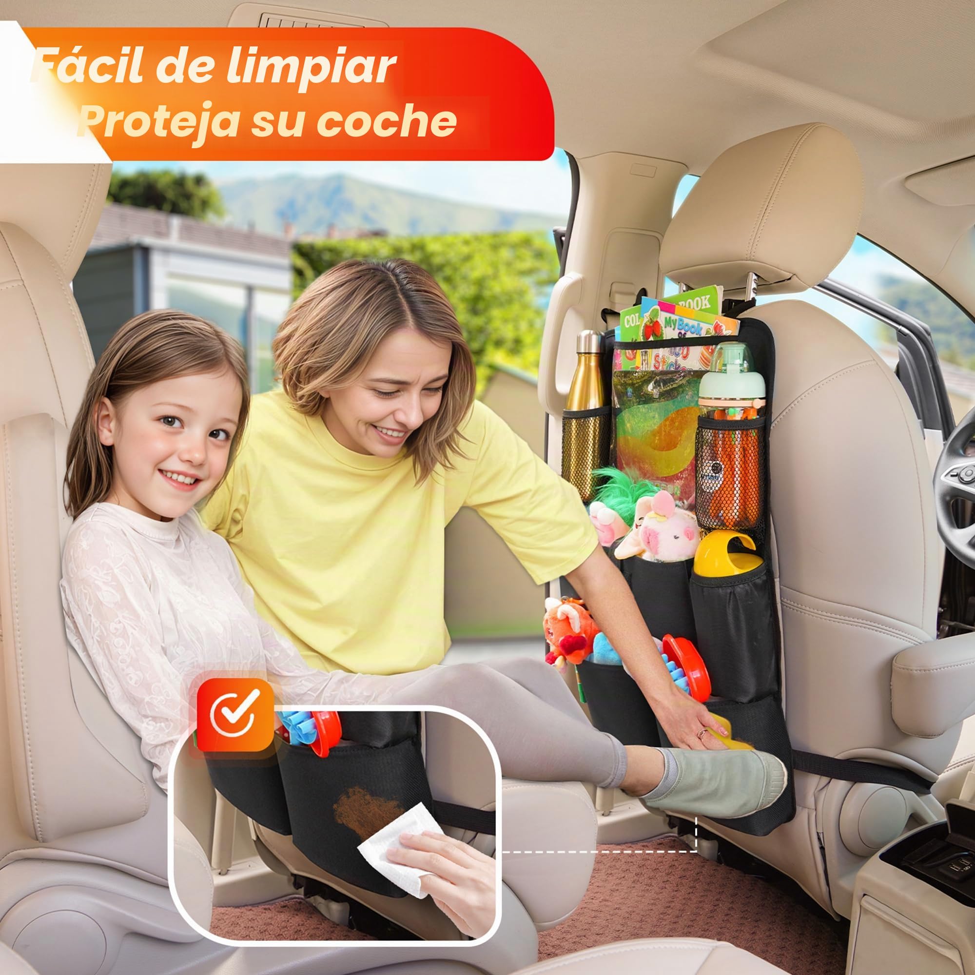 SURDOCA organizador asiento coche, organizador coche niños, 4 de la generación organizador para coche, ajuste con [tablet de 11 pulgadas] organizador asiento