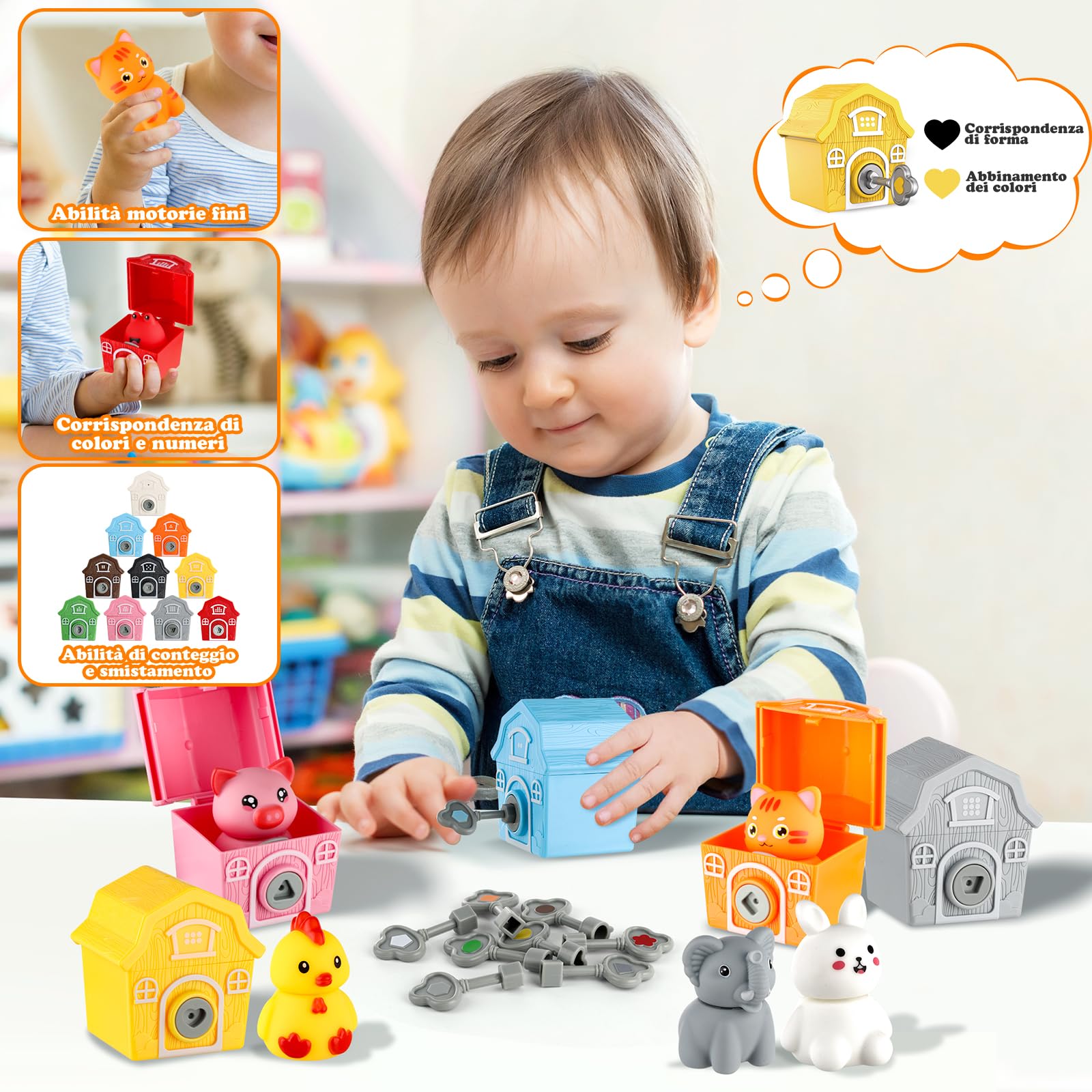 Giochi Montessori 3 ans 30 pcs Sensoriale Giochi Bambini Montessori Animali Fattoria Costruzioni Chiavi Giocattolo Bambini Marionette la Fattoria Degli Animali Educativi Giochi Ragazzi Ragazze