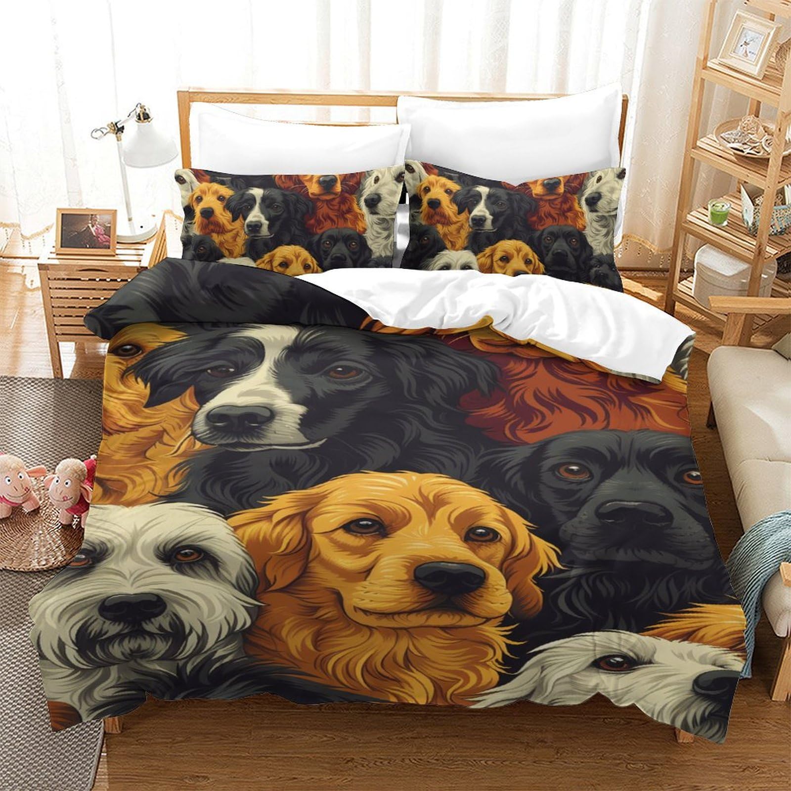 Housse de couette Golden Retriever 3D pour transformer le décor d'une chambre