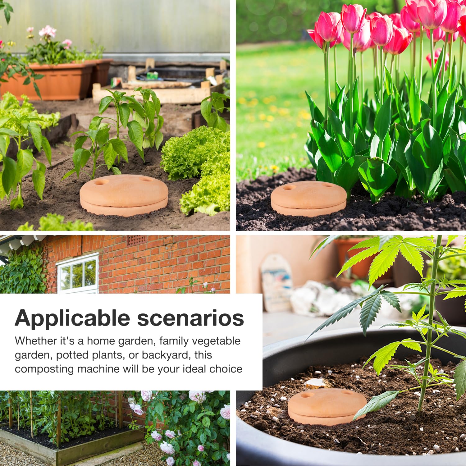 Underground Worm Farm Clay 25,4 cm Garten Kompostierbehälter Keramik Outdoor Gartenarbeit aus Küche Lebensmittelabfälle mit Löchern Systemen Nachhaltiger Wurmkomposter für Hochbeete zu Hause (1)